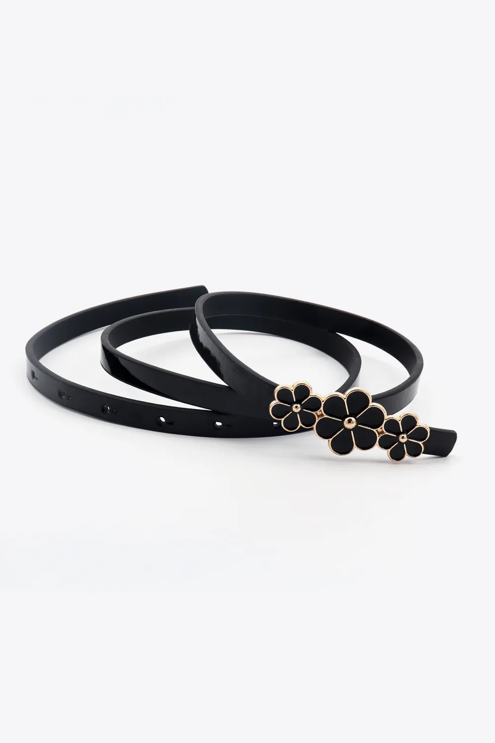 Flower Decor Skinny PU Belt, image 16