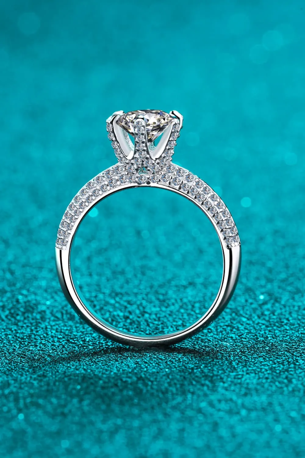 2 Carat Moissanite 925 Sterling Silver Side Stone Ring, image 4