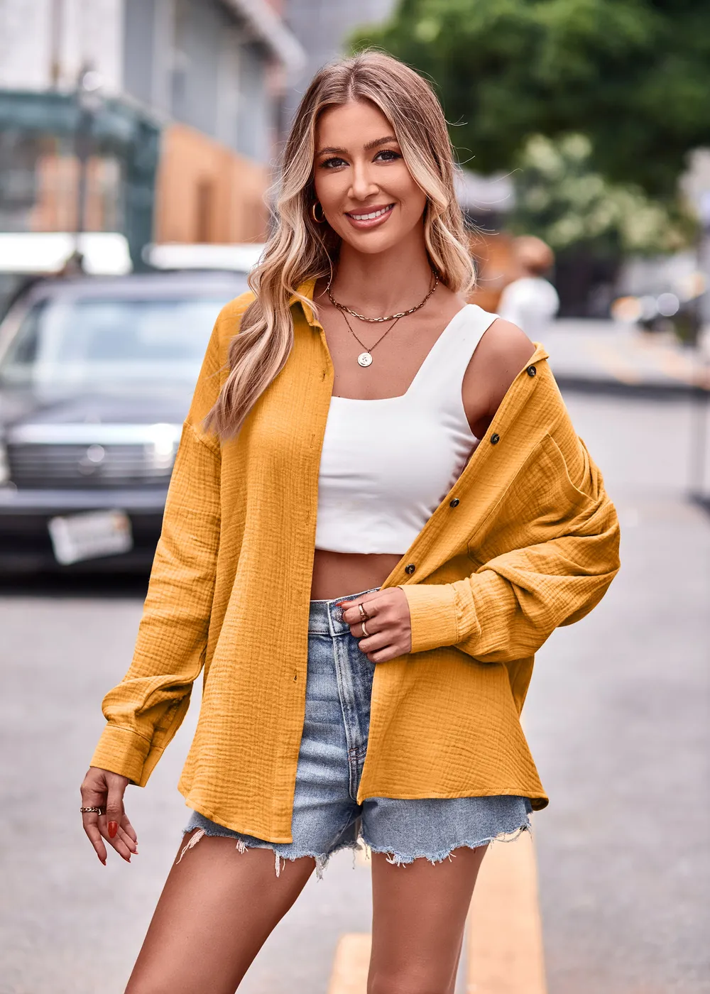 Textured Dropped Shoulder Longline Shirt, image 6