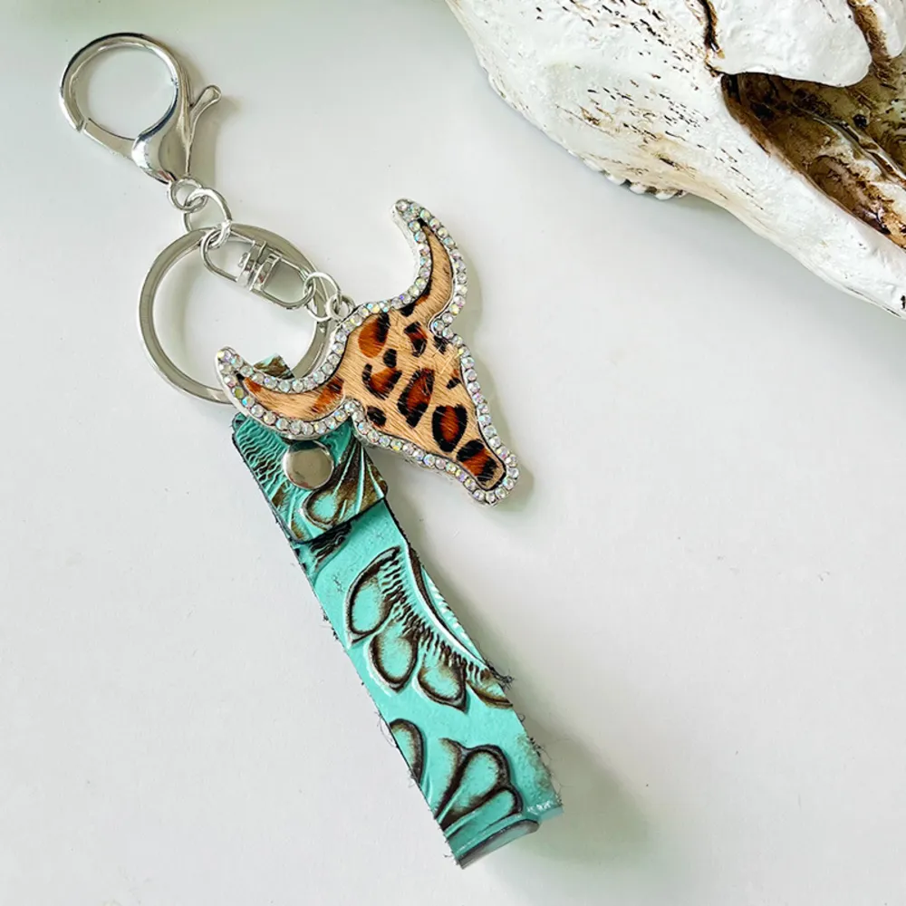 Rhinestone Bull Keychain, image 8