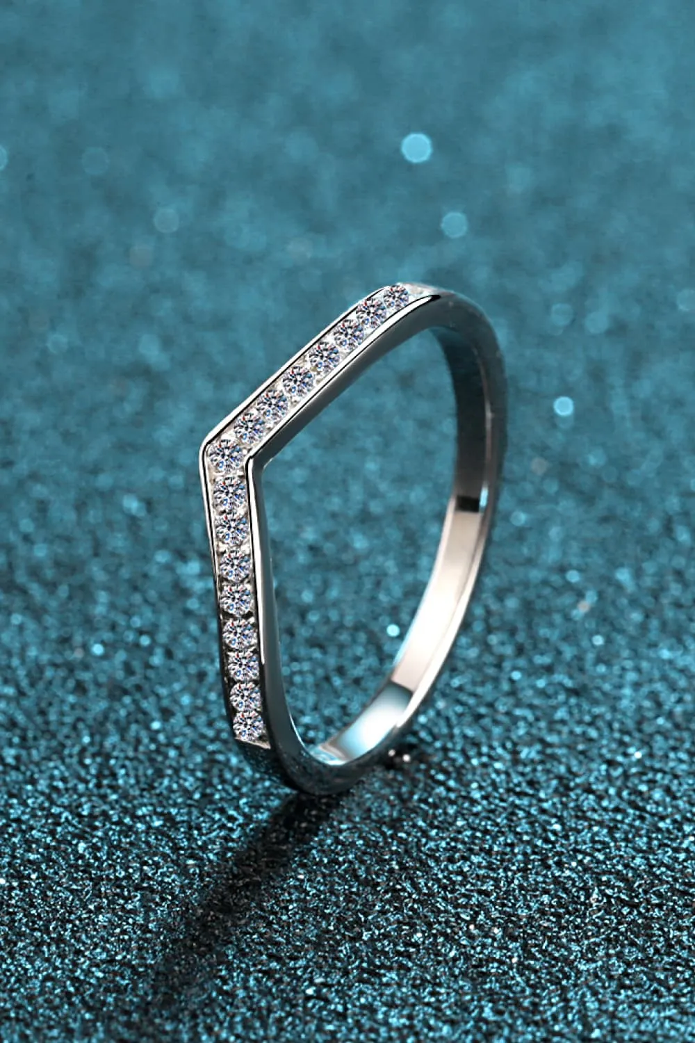 Minimalist Moissanite Rhodium-Plated Ring, image 4