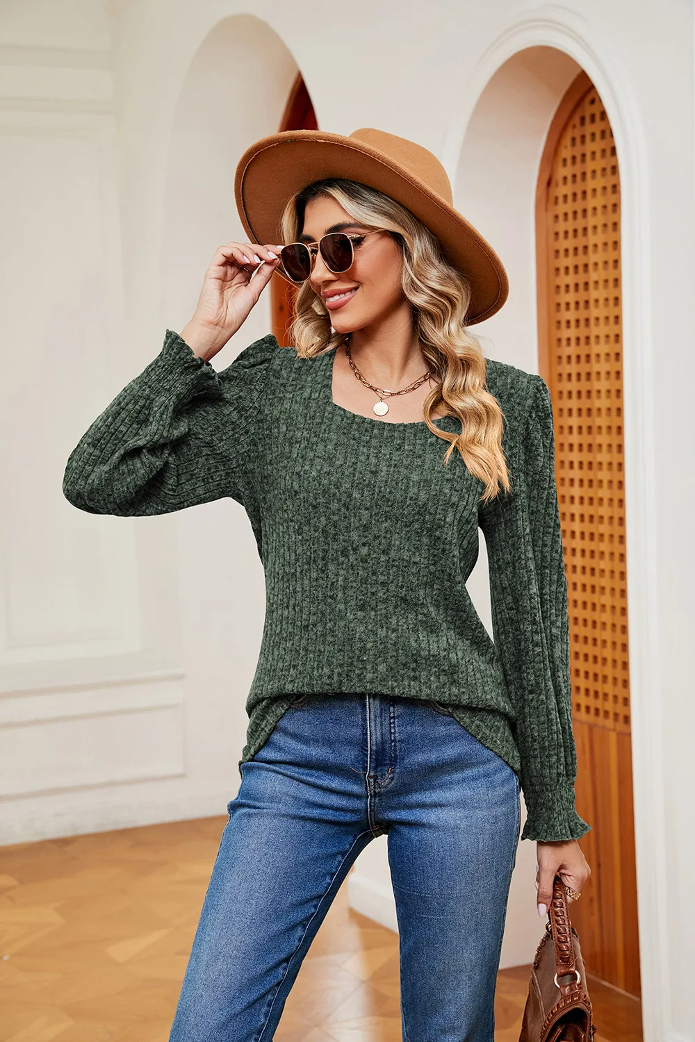 Square Neck Puff Sleeve Top, image 10