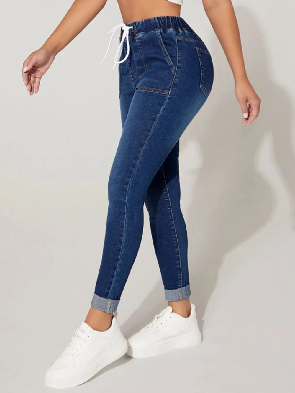 Drawstring Cropped Jeans, image 3