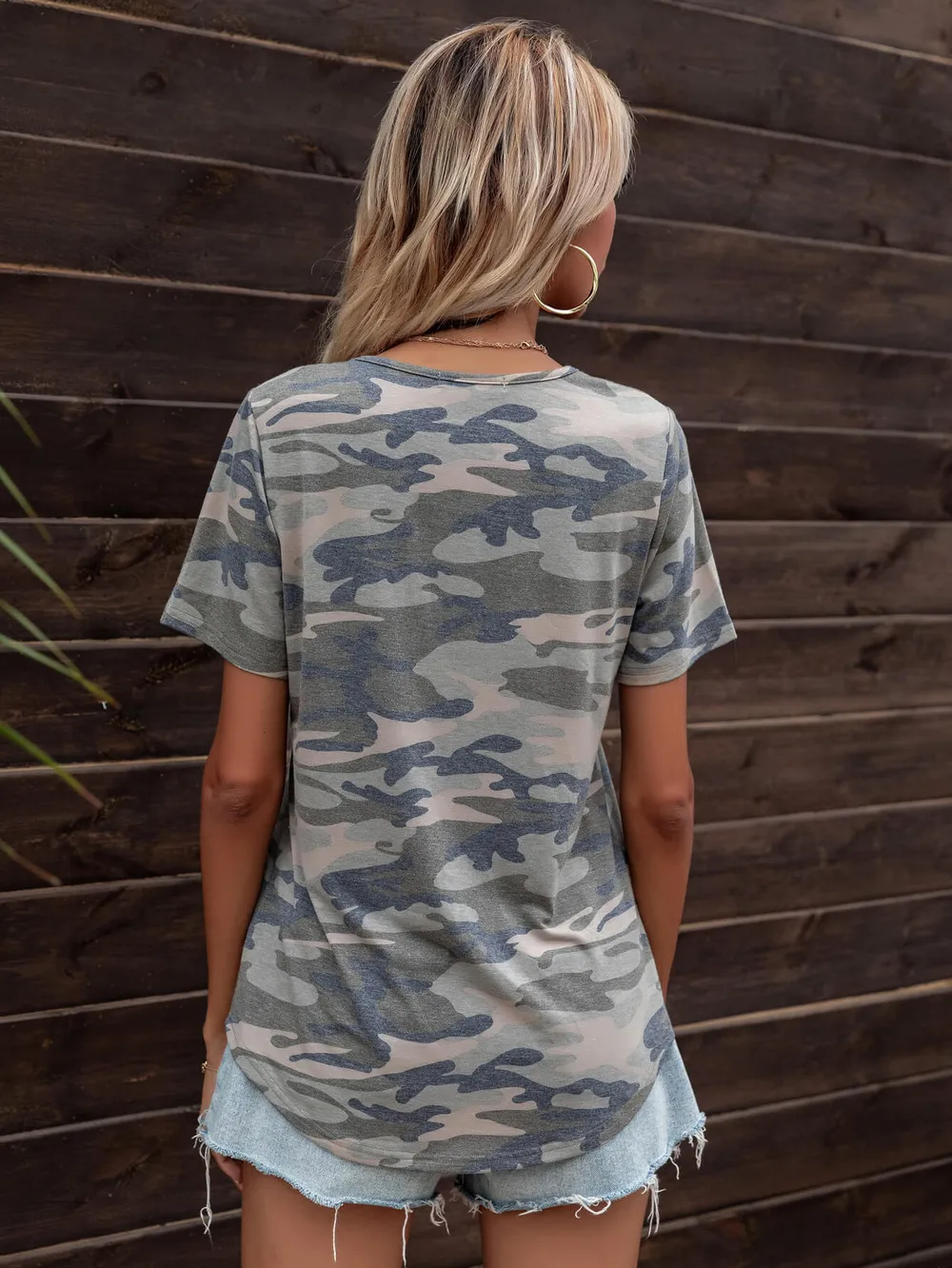 Glitter V-Neck Short Sleeve Tee Shirt, image 4