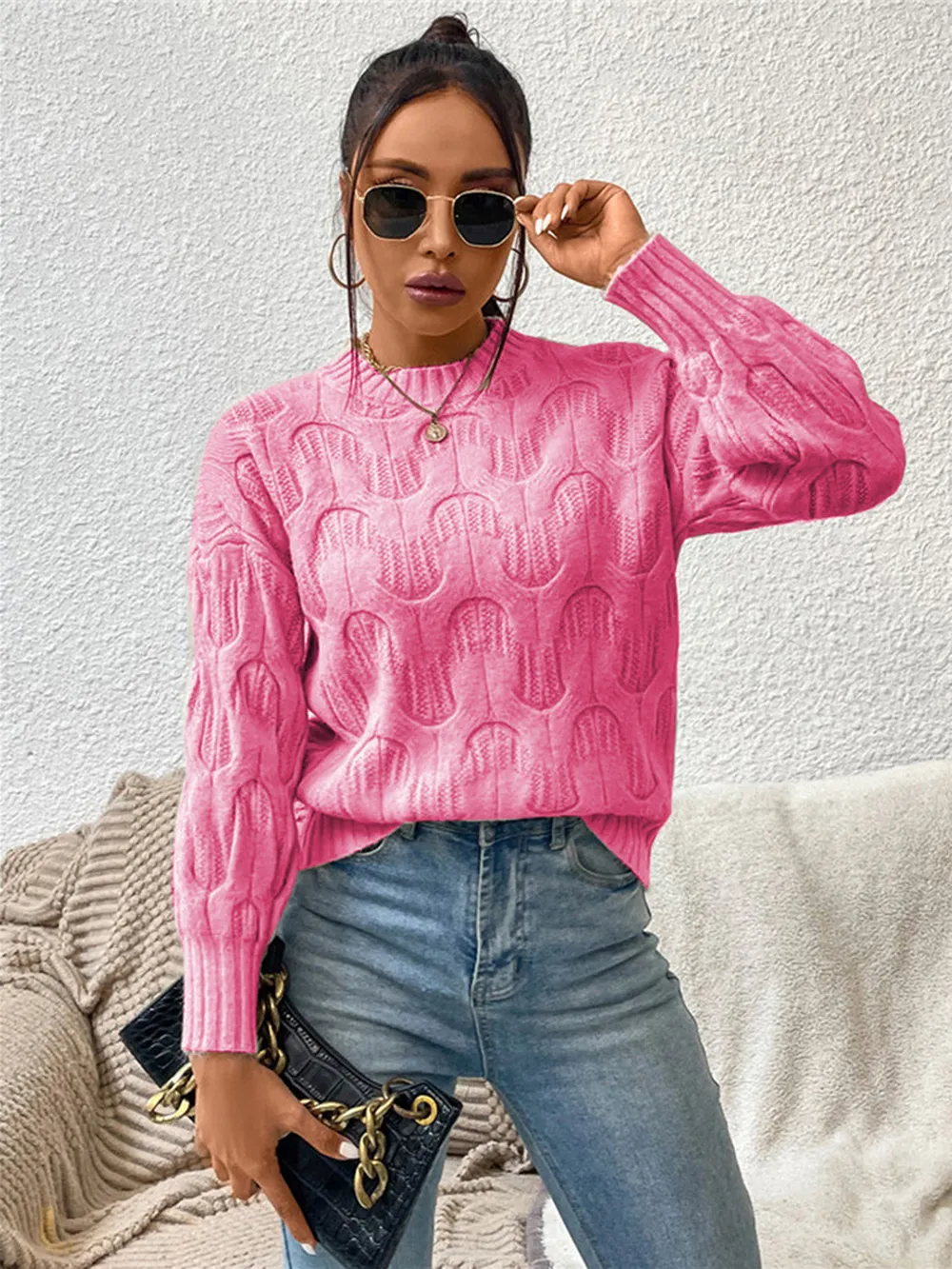 Round Neck Long Sleeve Sweater, image 5