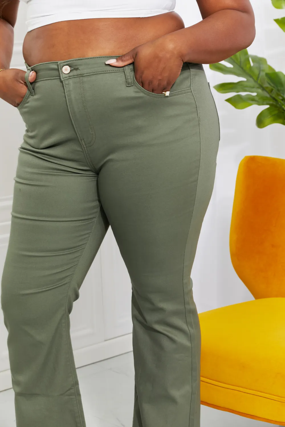 Clementine Full Size High-Rise Bootcut Jeans in Olive, image 10