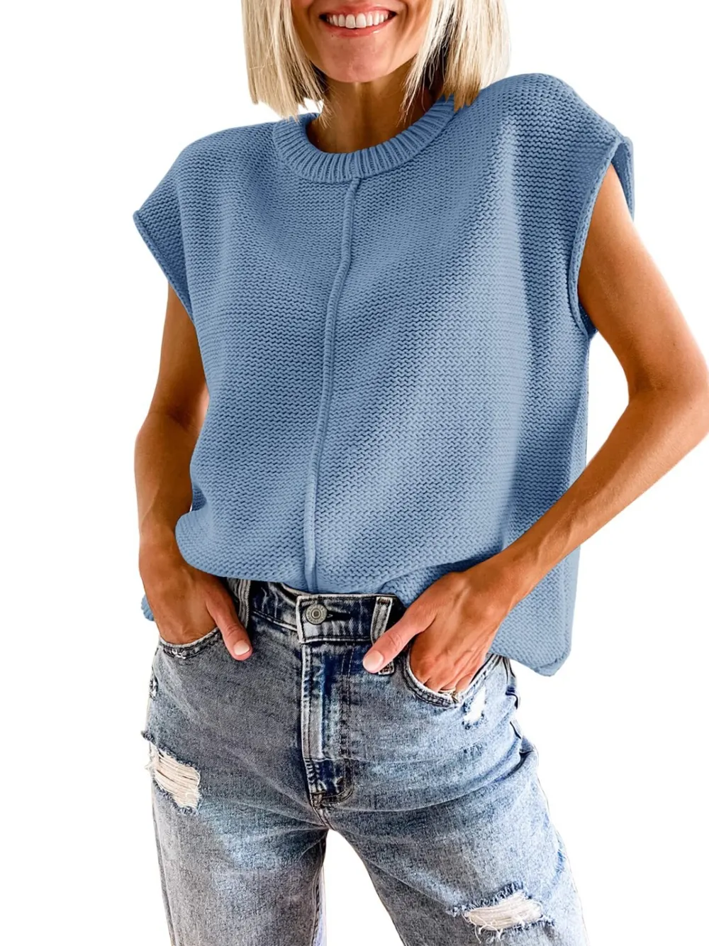 Cap Sleeve Sweater Vest, image 5