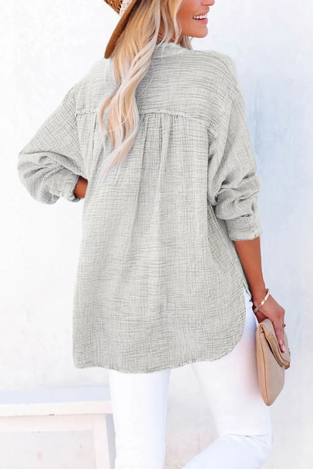 Buttoned Long Sleeve Blouse, image 4