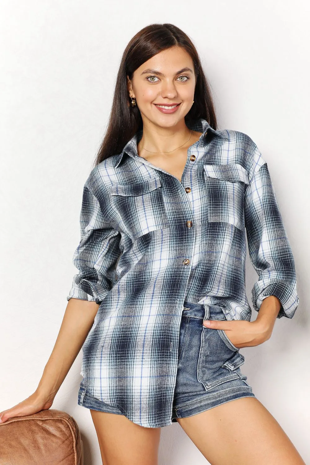 Plaid Dropped Shoulder Shirt, image 7