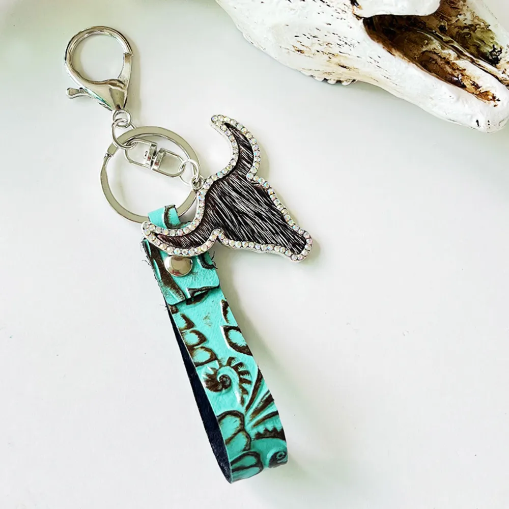 Rhinestone Bull Keychain, image 6