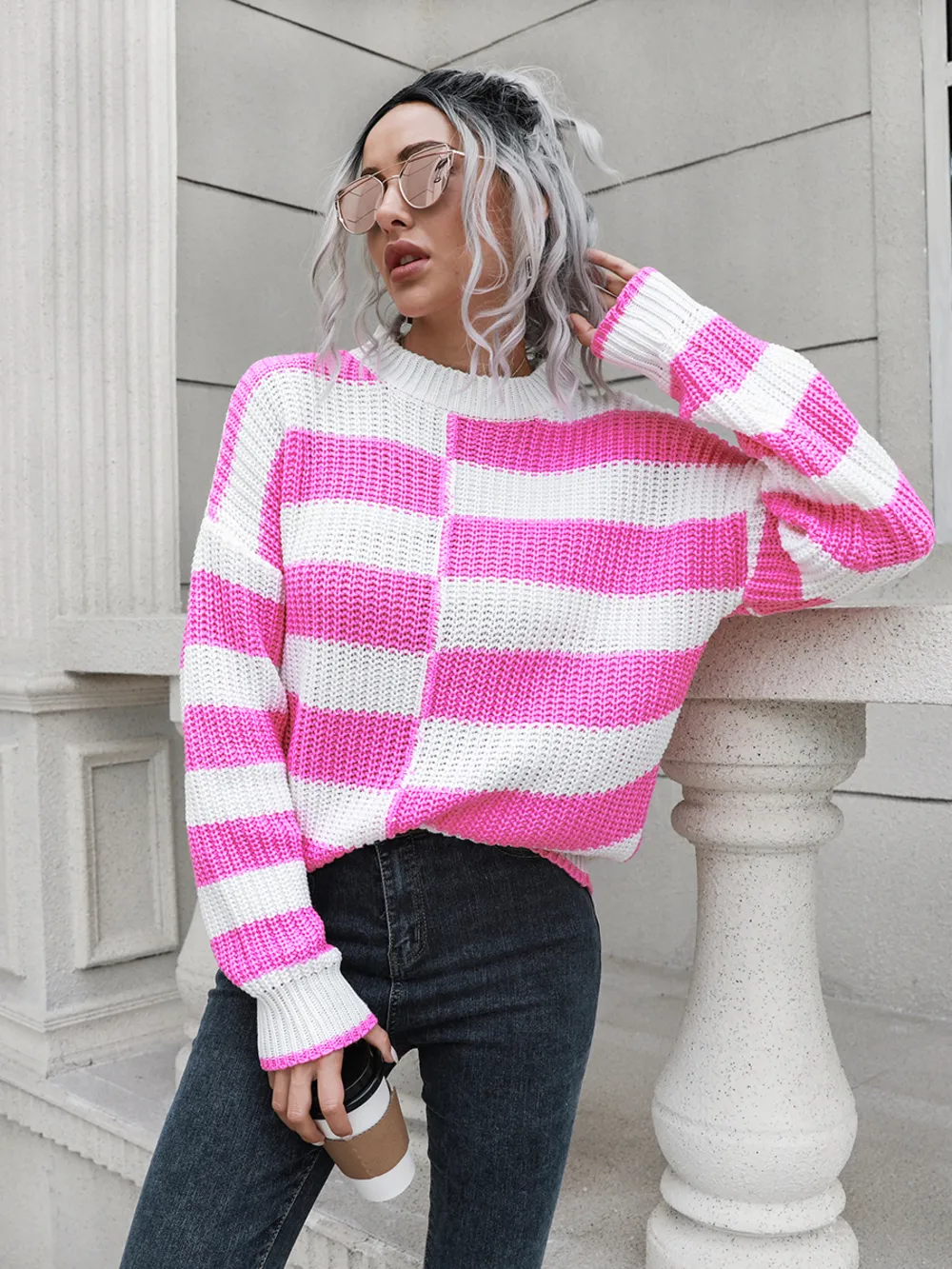 Two-Tone Dropped Shoulder Sweater, image 3