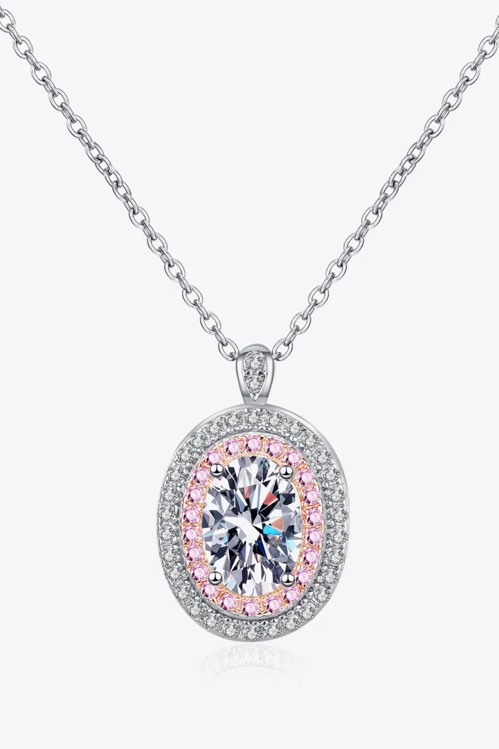 925 Sterling Silver Rhodium-Plated 1 Carat Moissanite Pendant Necklace, image 4