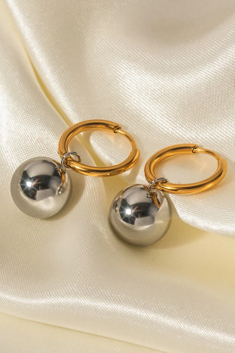 18K Gold-Plated Copper Ball Drop Earrings, image 3