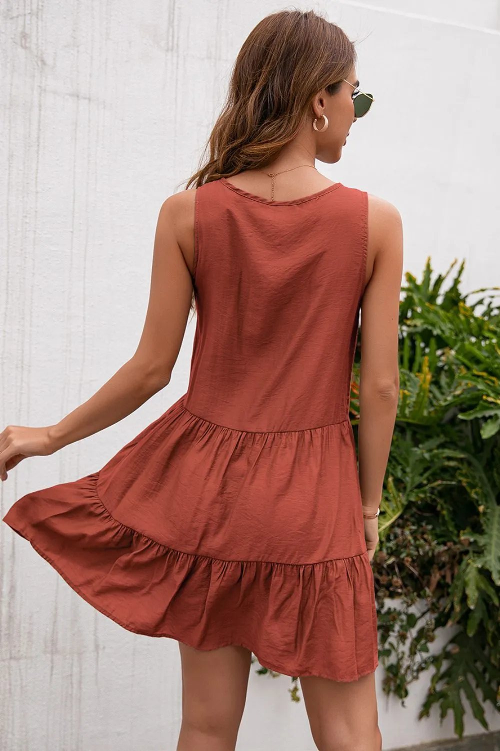 Tassel Tie Lace Trim Sleeveless Dress, image 3