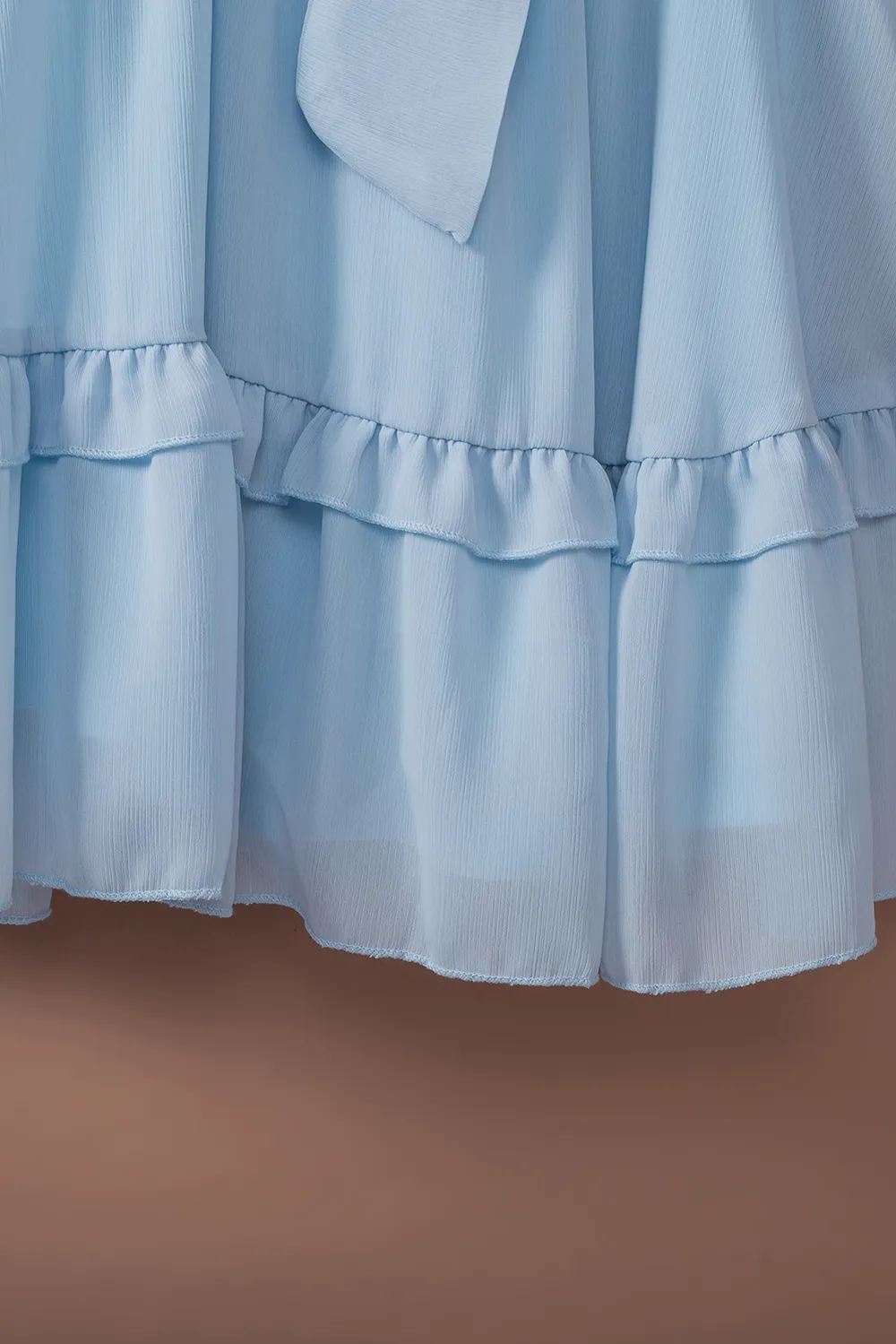 Tied Plunge Smocked Waist Flounce Sleeve Dress, image 4
