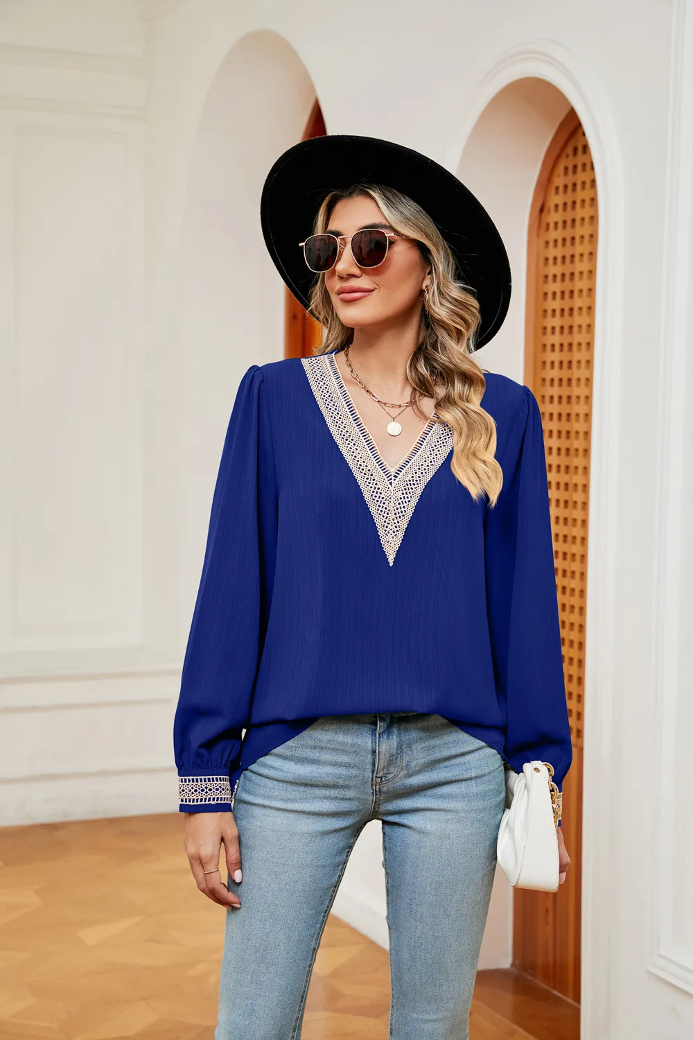 Contrast Puff Sleeve Blouse, image 4