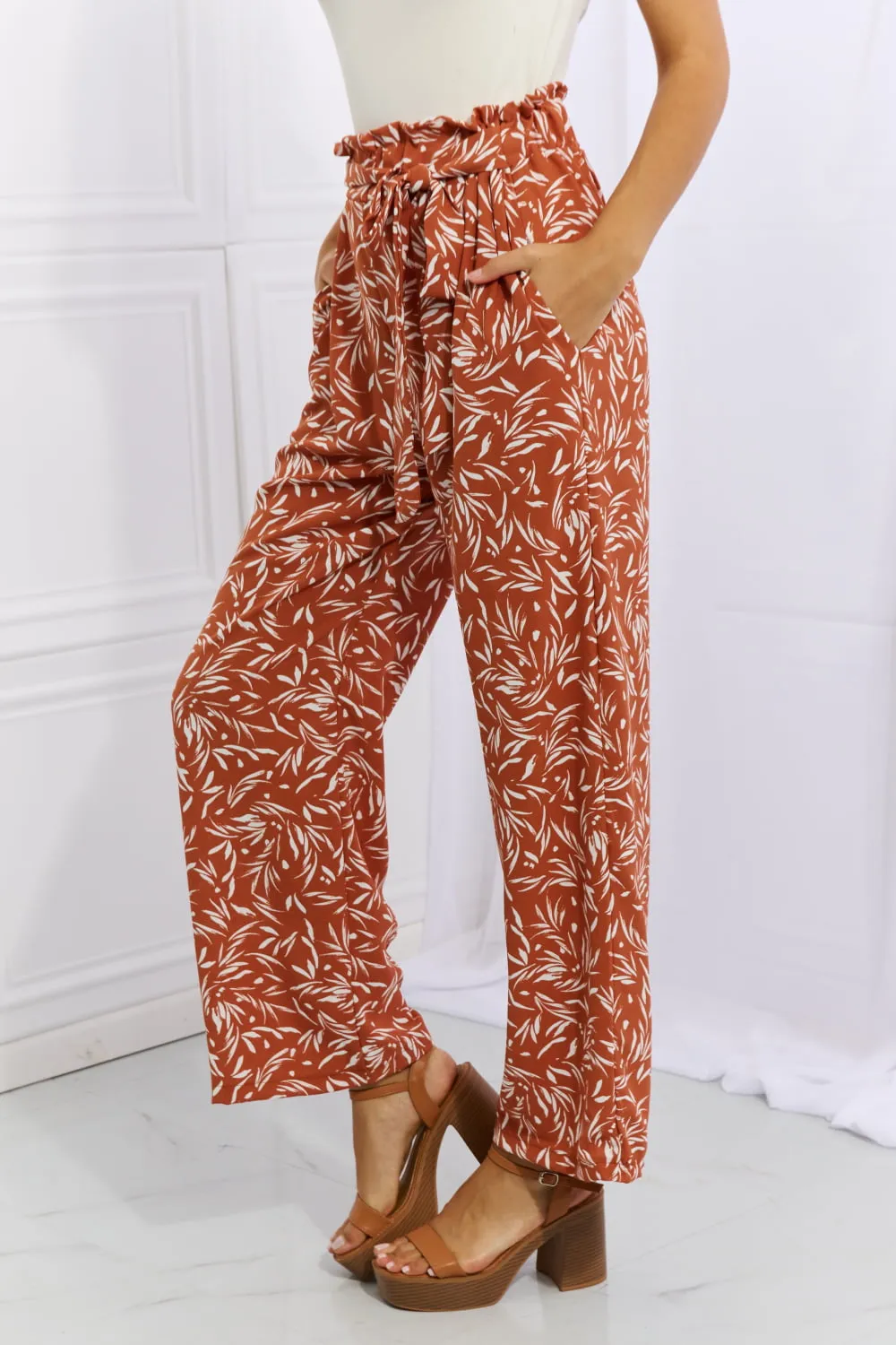 Right Angle Full Size Geometric Printed Pants in Red Orange, image 3