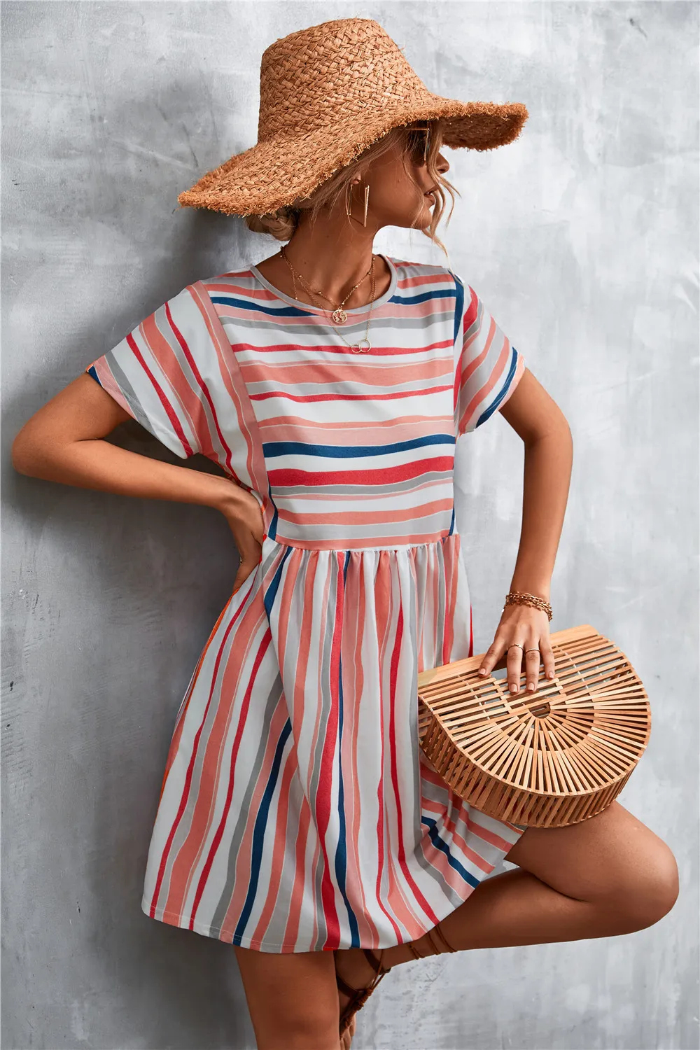 Striped Round Neck Dress, image 6