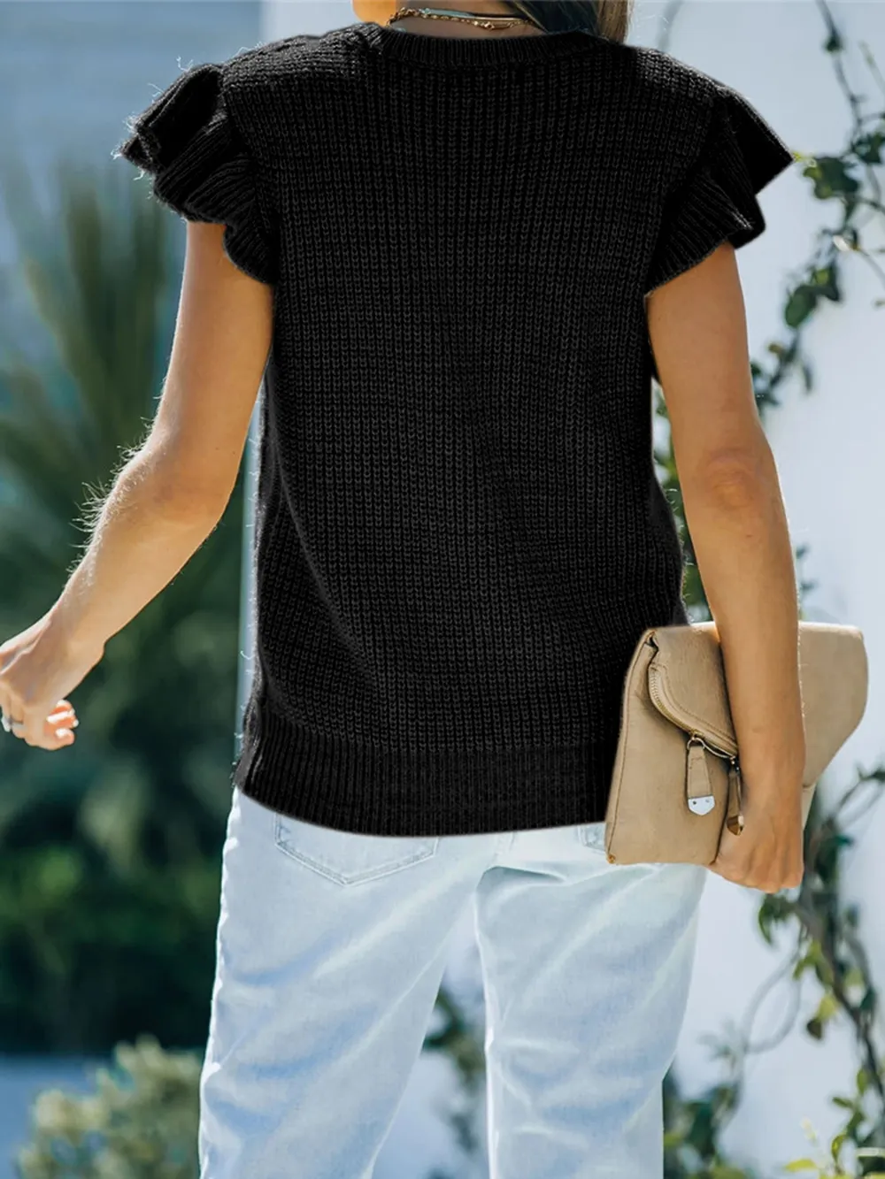Round Neck Cap Sleeve Sweater, image 12