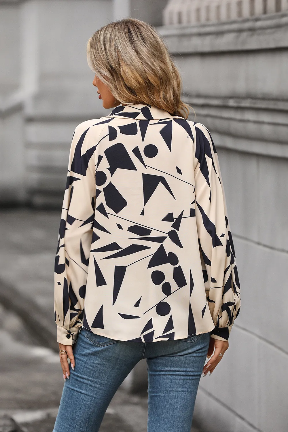 Printed Johnny Collar Blouse, image 3