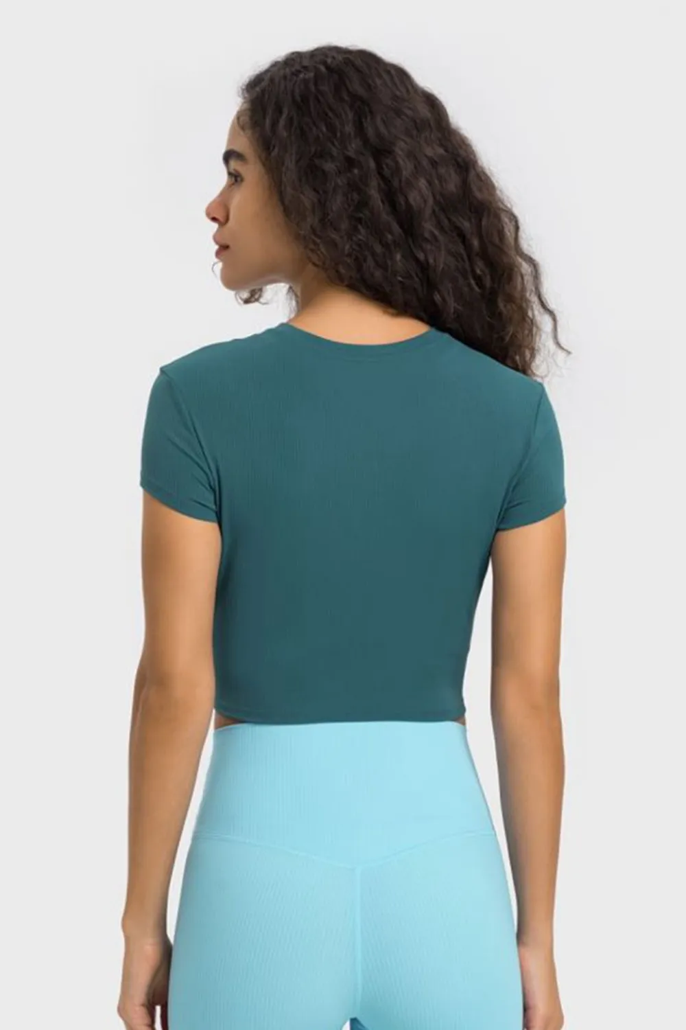 Round Neck Short Sleeve Cropped Sports T-Shirt, image 3