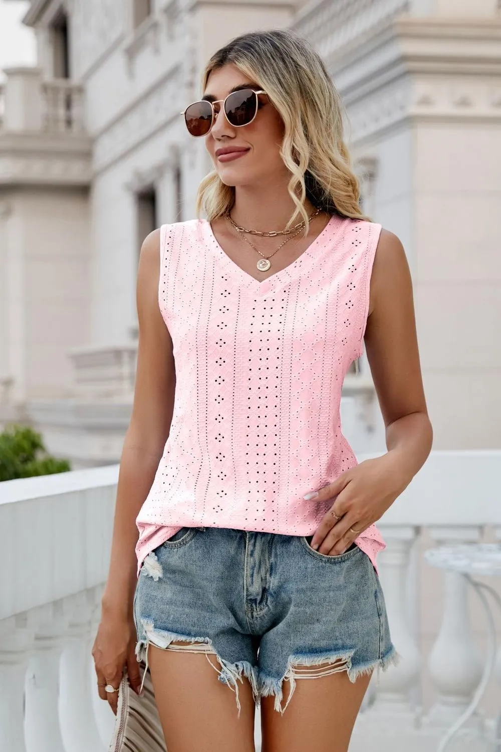 Eyelet V-Neck Tank, image 10