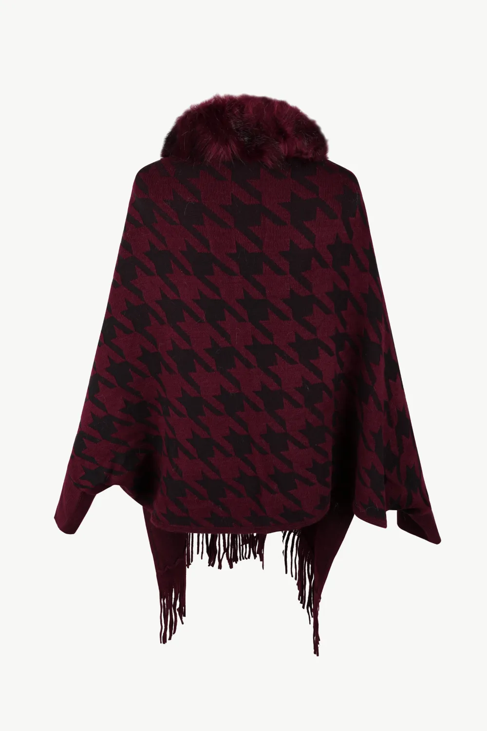 Houndstooth Fringe Hem Poncho, image 19