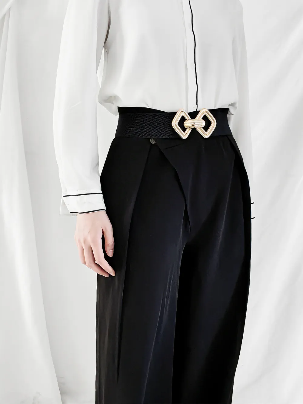 Geometric Buckle Elastic Wide Belt, image 7