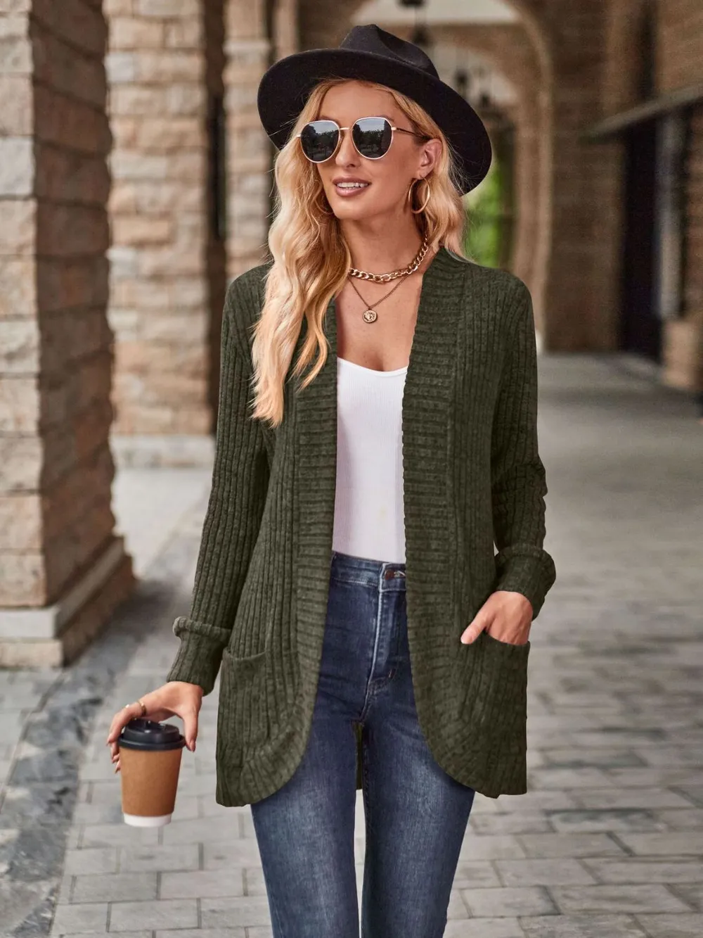 Open Front Cardigan with Pockets, image 6