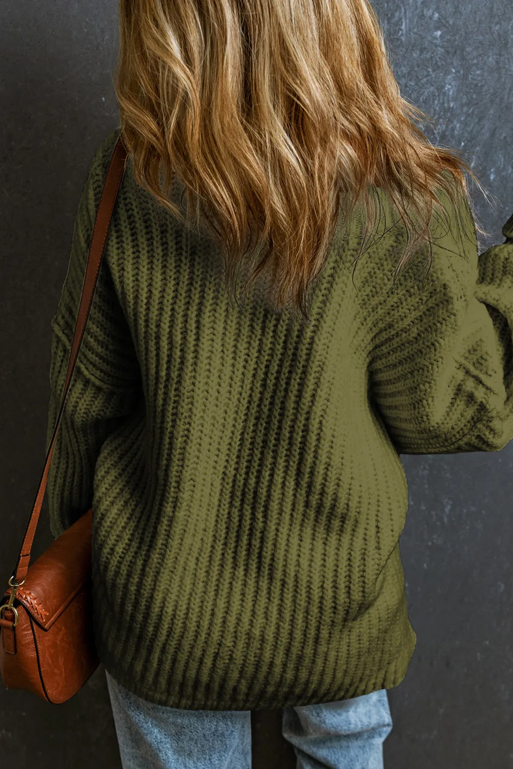 Ribbed Round Neck Dropped Shoulder Sweater, image 4