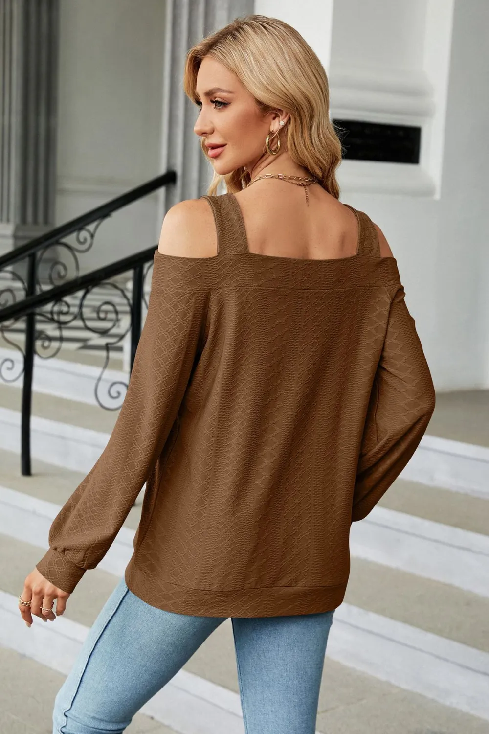 Cold Shoulder Square Neck Cutout Blouse, image 13
