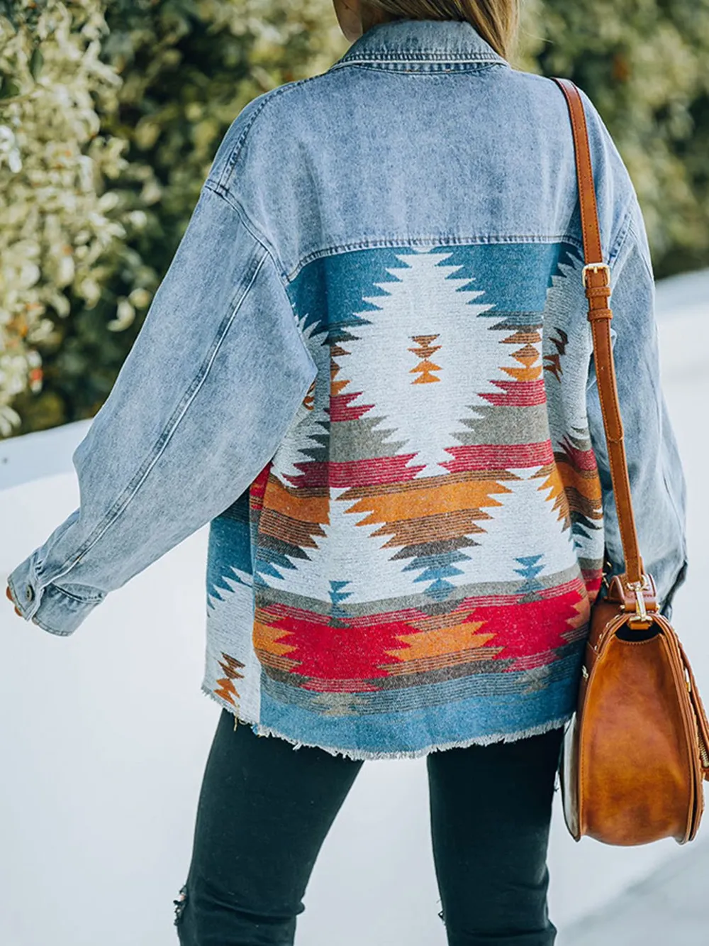 Collared Neck Dropped Shoulder Denim Jacket, image 11