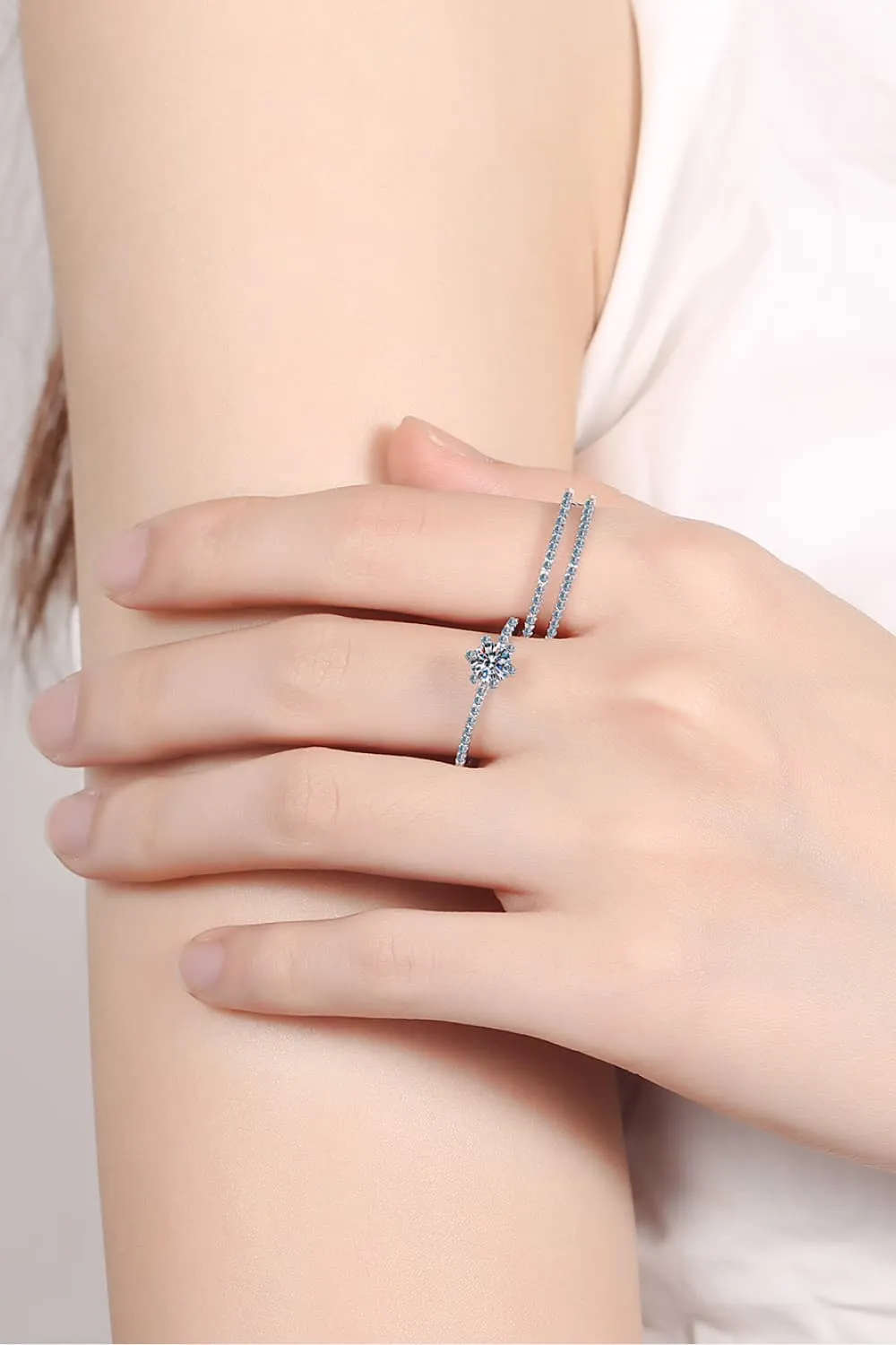 Moissanite 925 Sterling Silver Ring Set, image 2