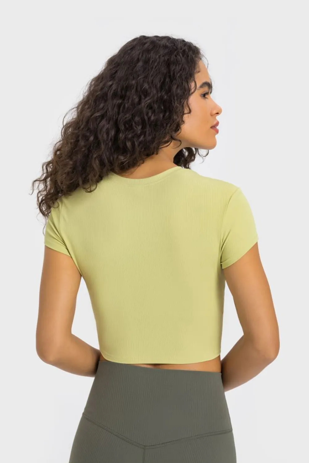 Round Neck Short Sleeve Cropped Sports T-Shirt, image 4