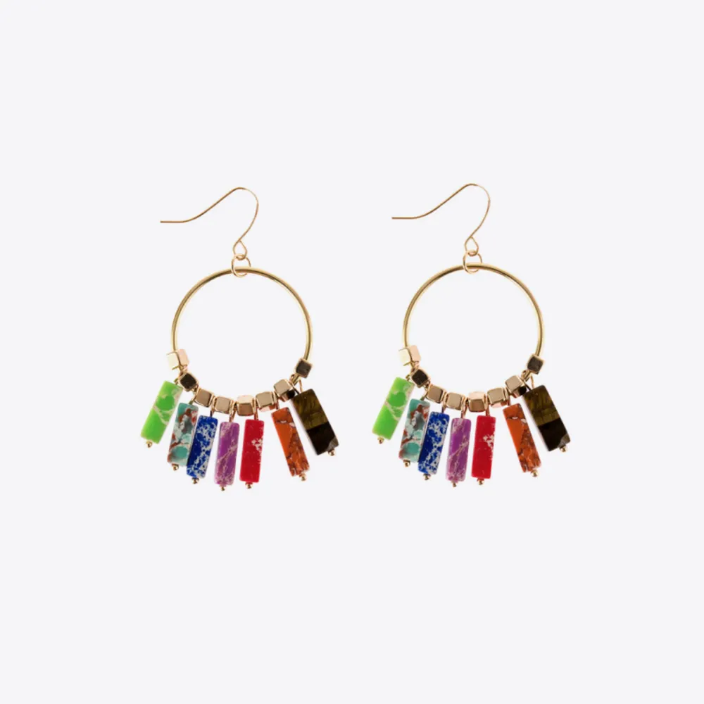 Multicolored Stone Dangle Earrings, image 3