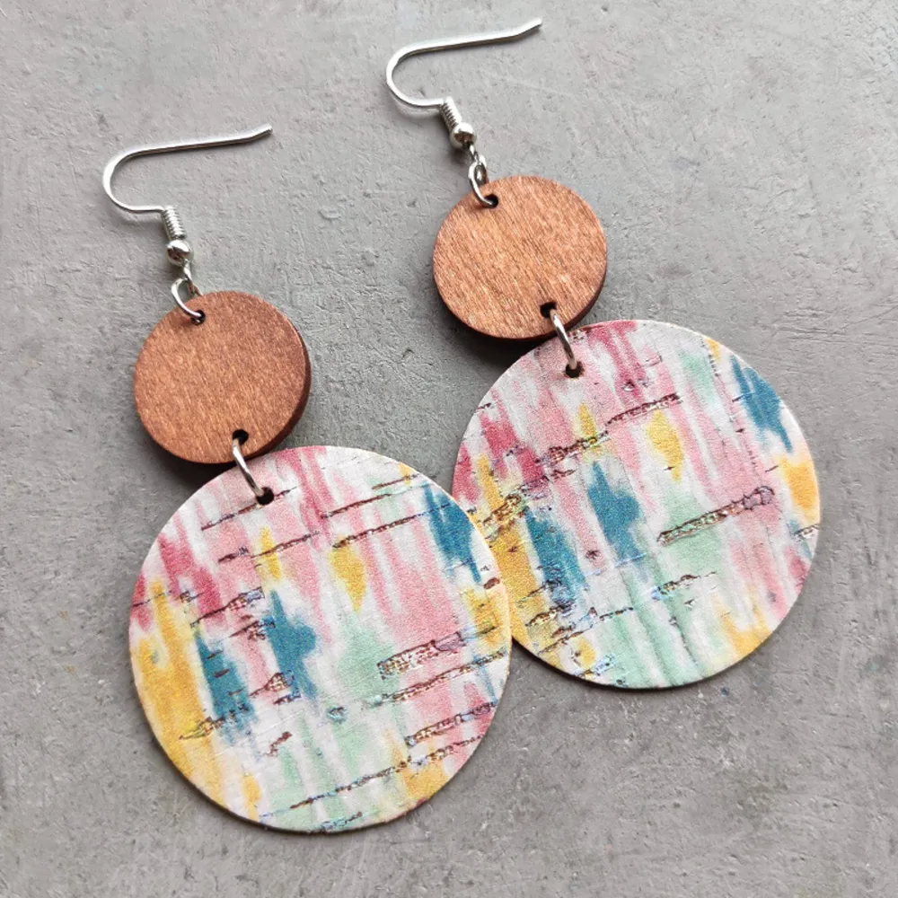 Round Shape Wooden Dangle Earrings, image 6
