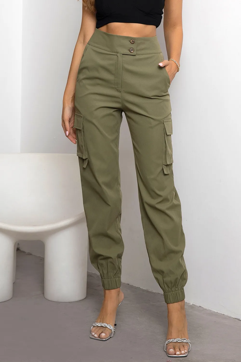 High Waist Cargo Pants, image 3