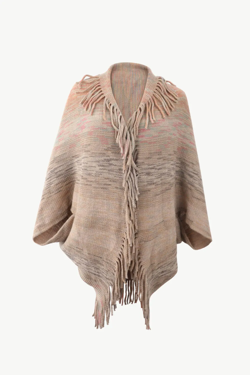 Multicolored Fringe Trim Poncho, image 16