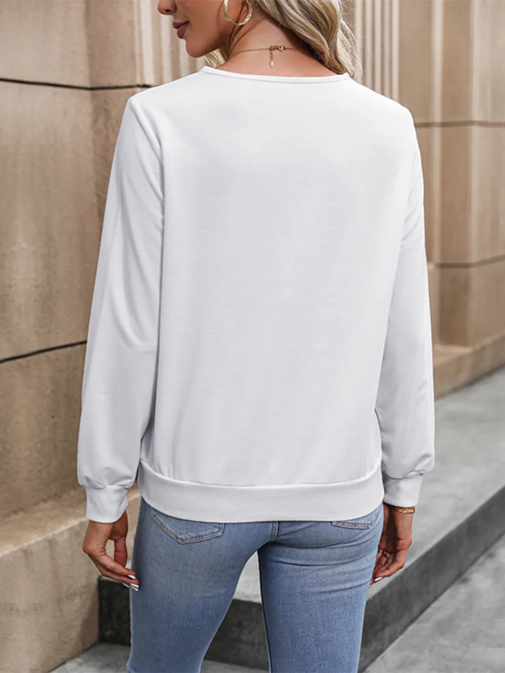 V-Neck Long Sleeve Blouse, image 2