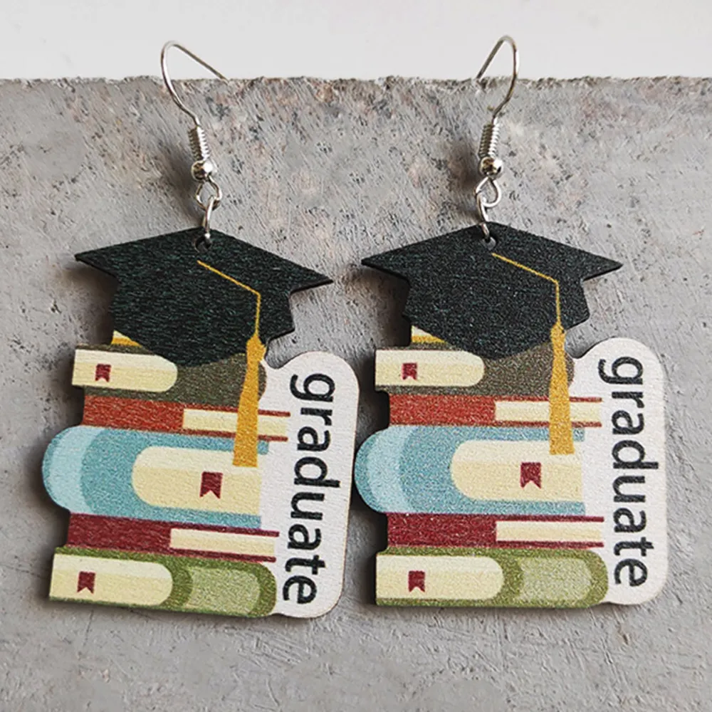 School Theme Wooden Dangle Earrings, image 3