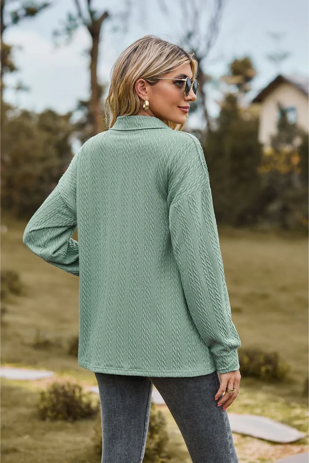 Collared Neck Long Sleeve Blouse, image 7