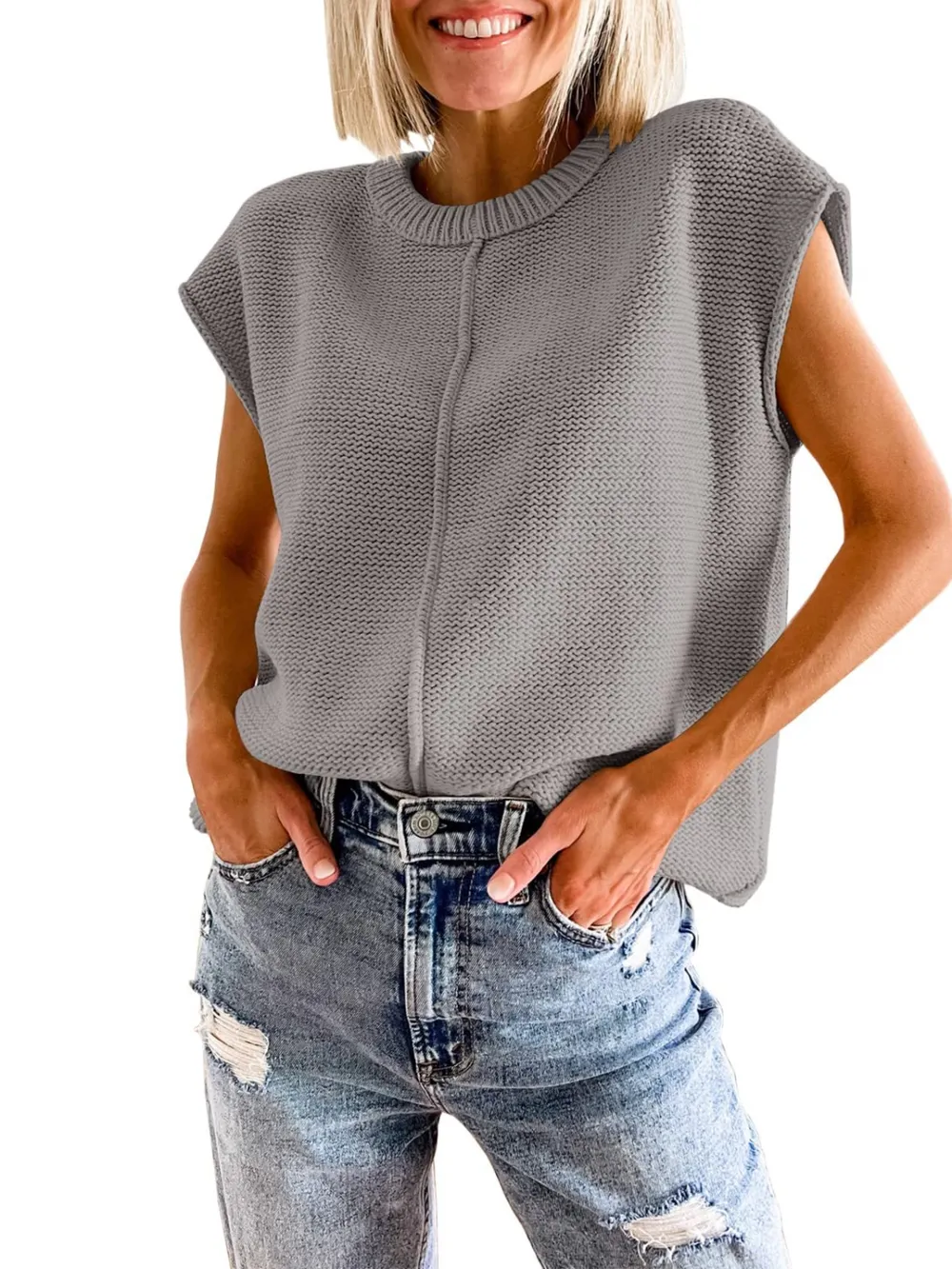Cap Sleeve Sweater Vest, image 6
