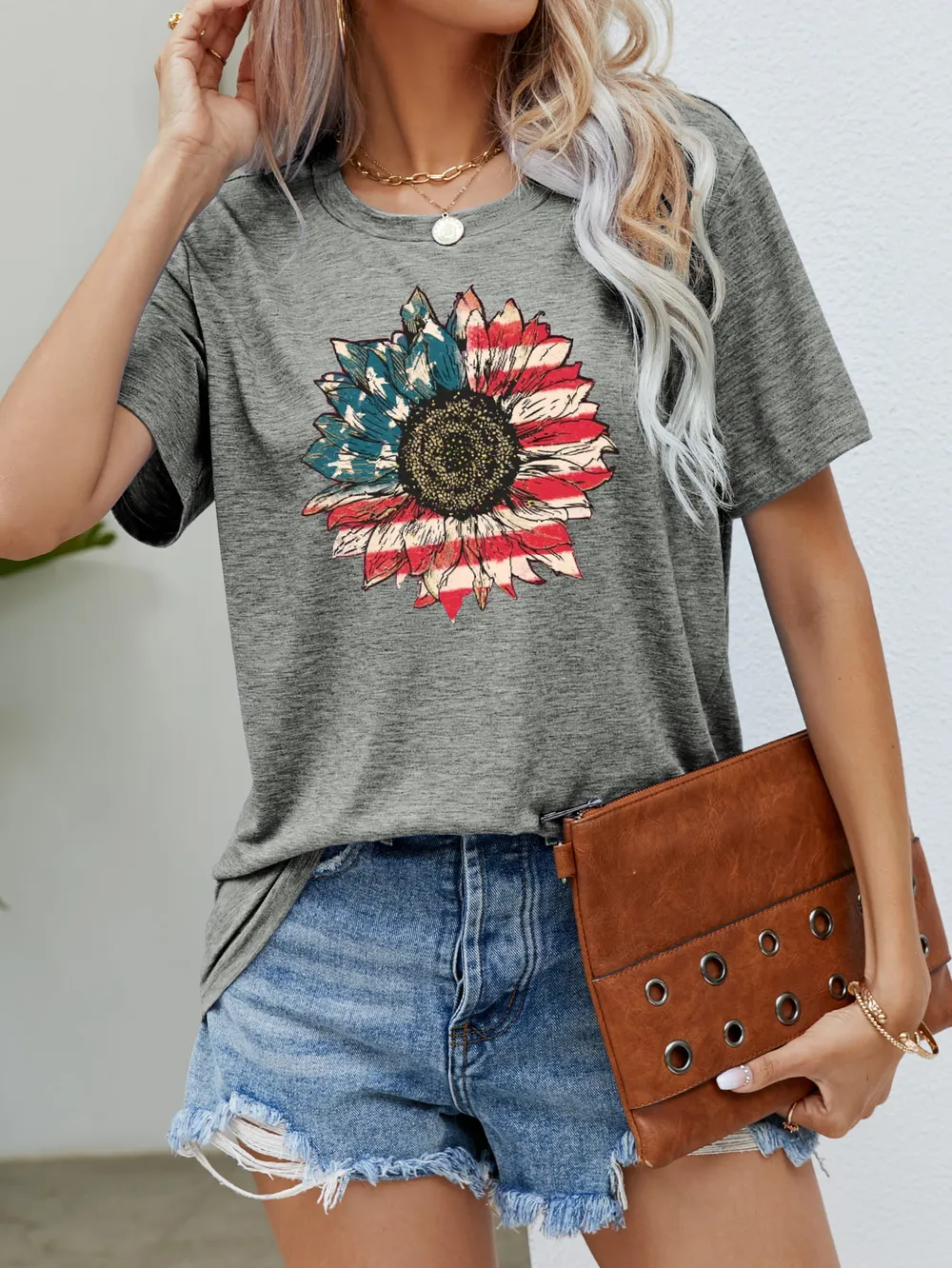 US Flag Flower Graphic Tee, image 10