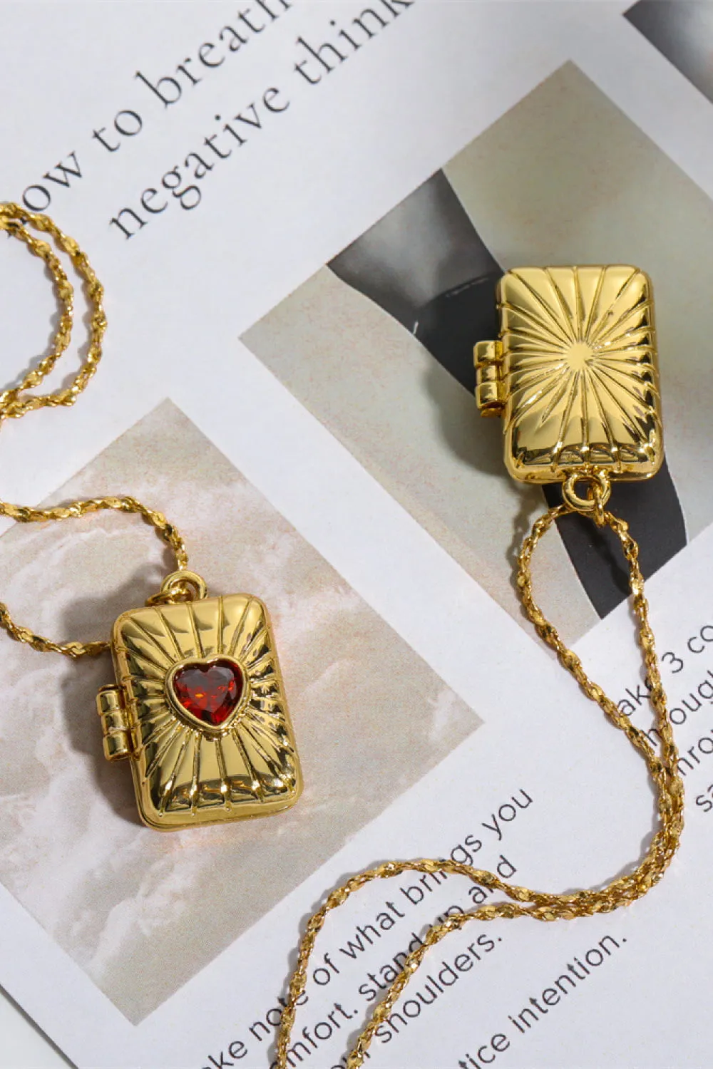 Heart Zircon Box Pendant Copper Necklace, image 6