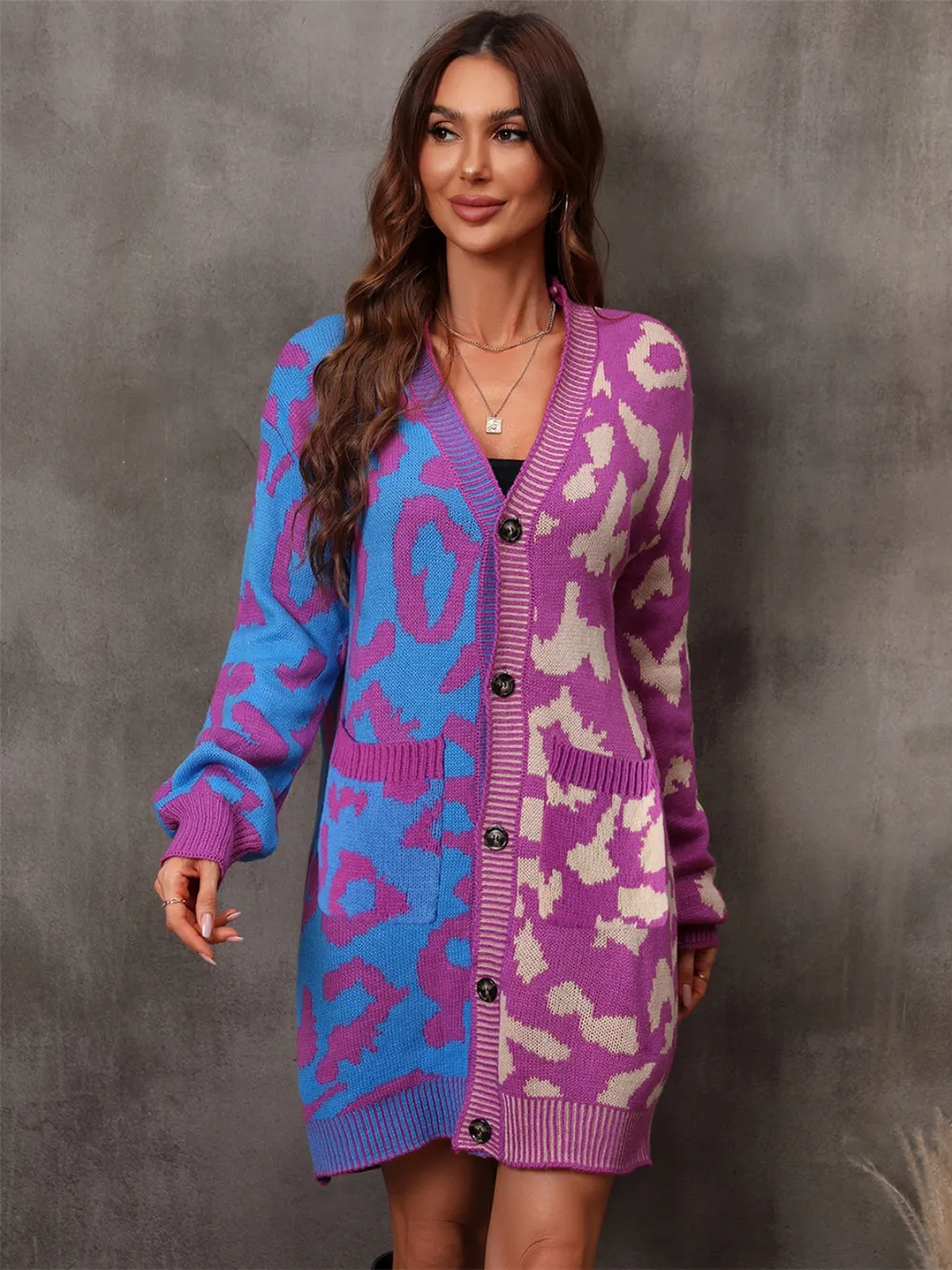 Leopard Button Down Longline Cardigan, image 2
