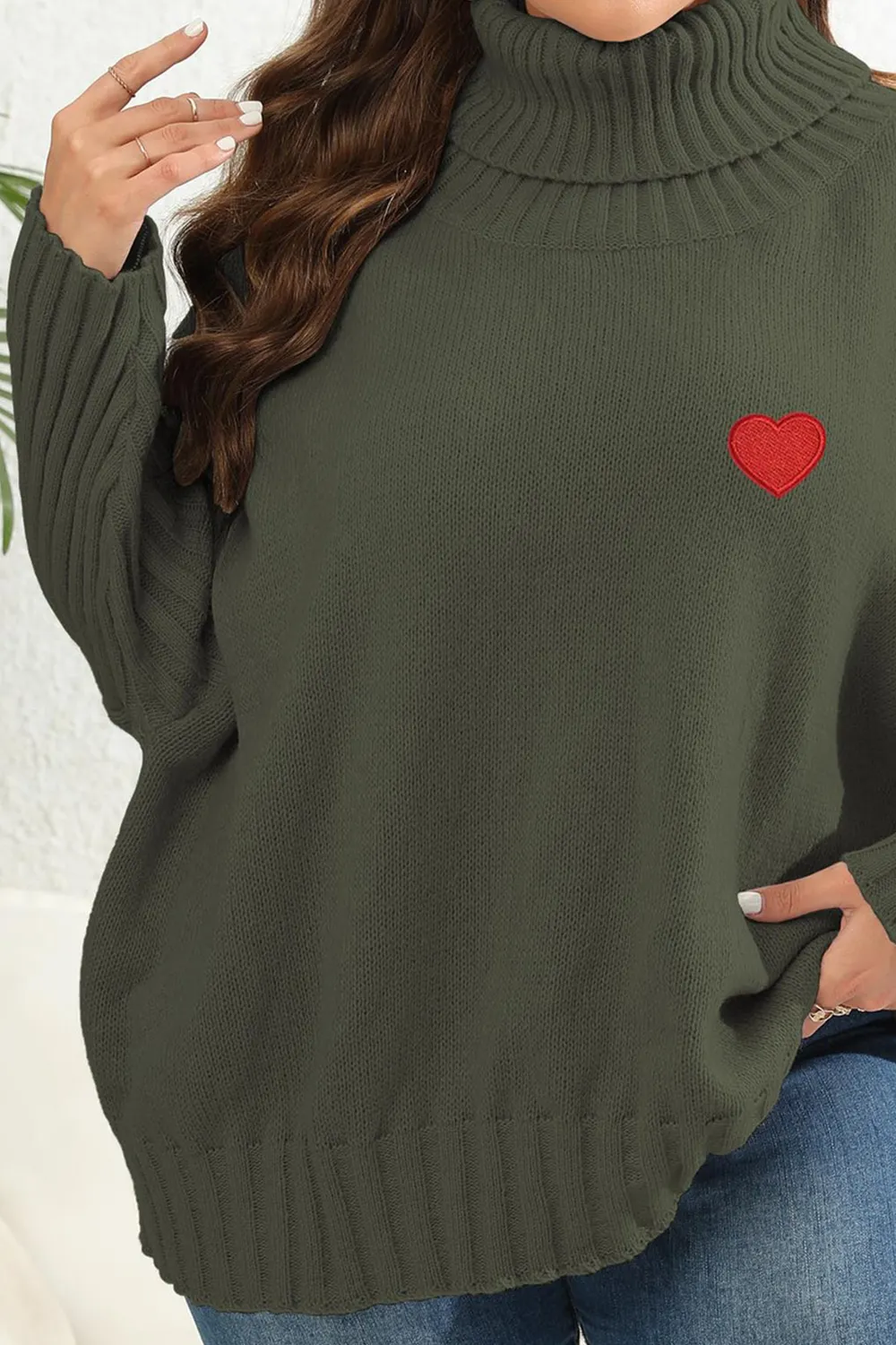 Plus Size Turtle Neck Long Sleeve Sweater, image 11