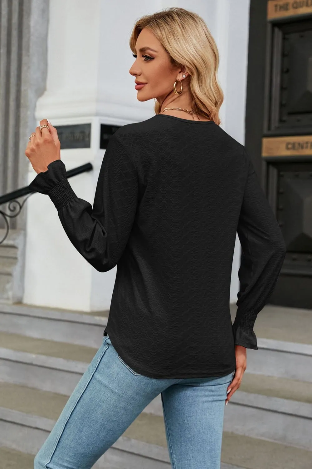 V-Neck Flounce Sleeve Blouse, image 12