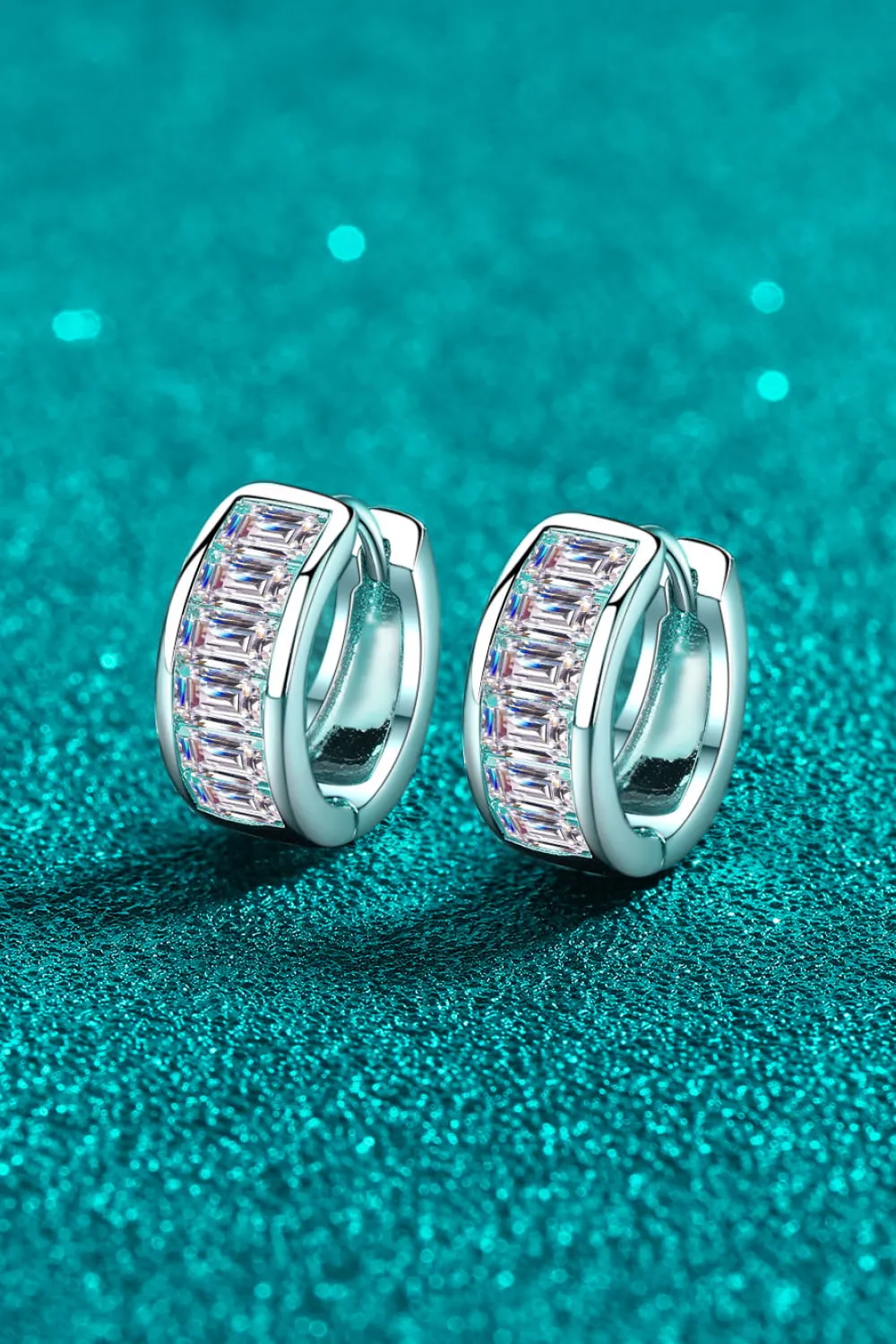 1.8 Carat Moissanite 925 Sterling Silver Huggie Earrings, image 2