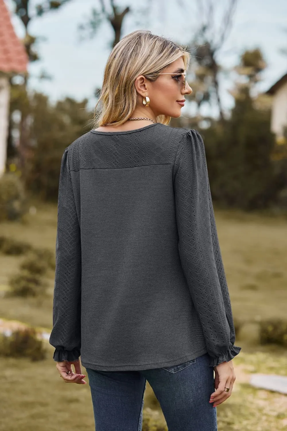 Round Neck Puff Sleeve Blouse, image 10
