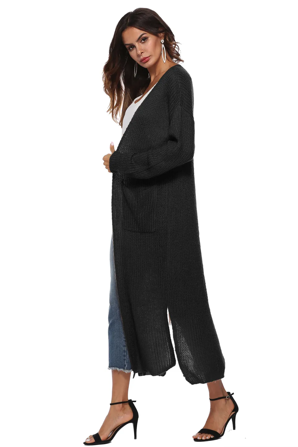 Long Sleeve Open Front Buttoned Cardigan, image 15